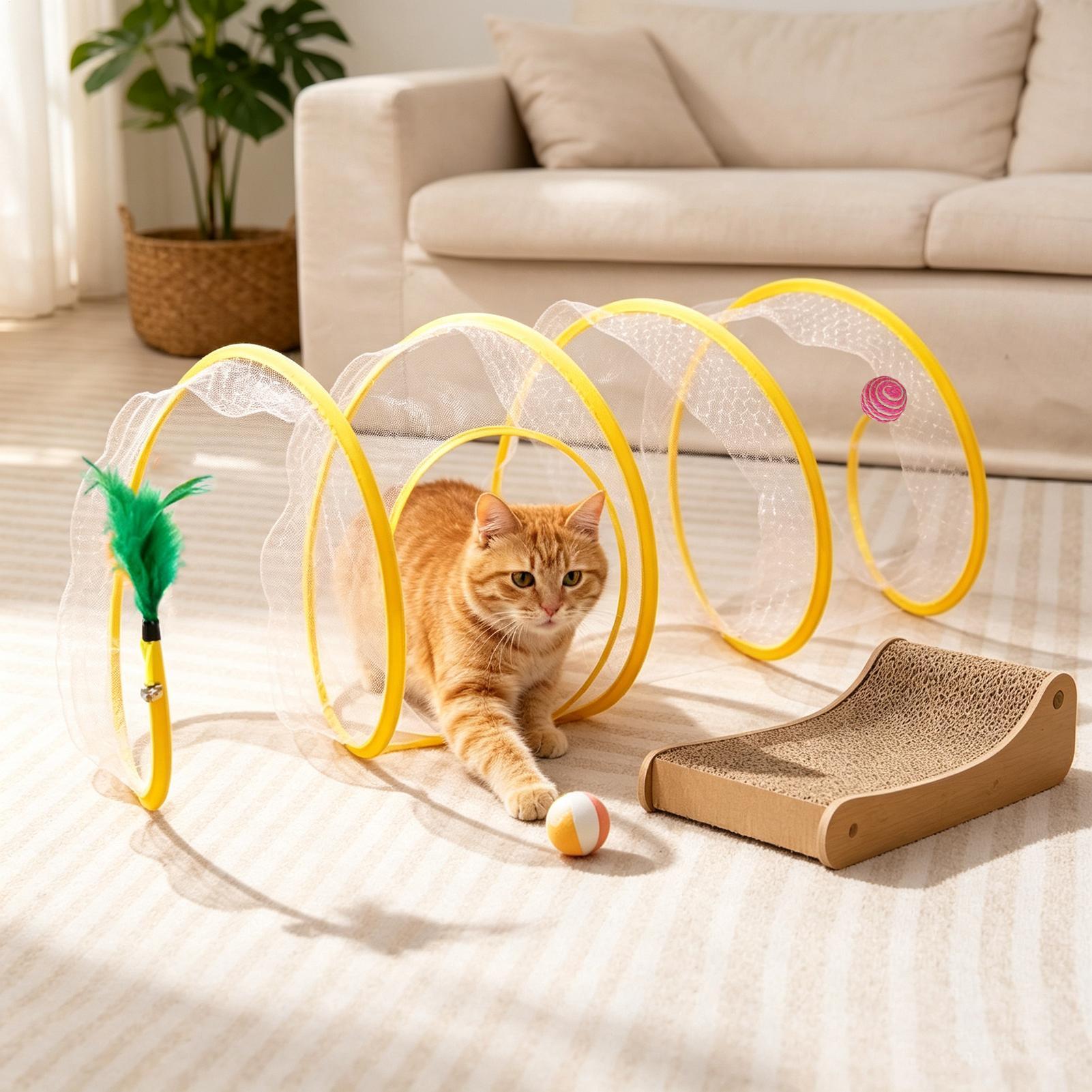 Interactive Cat Toy - Giocattolo per Gatti a Spirale Pieghevole