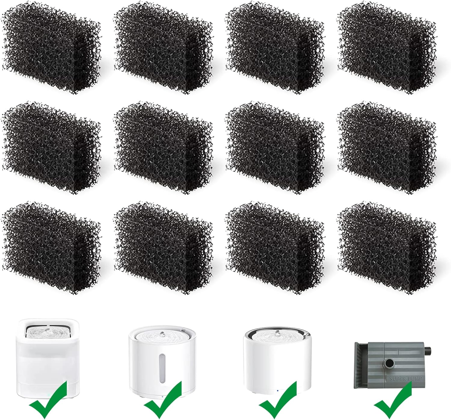 Cat Water Fountain Filter - Confezione da 12 filtri in spugna