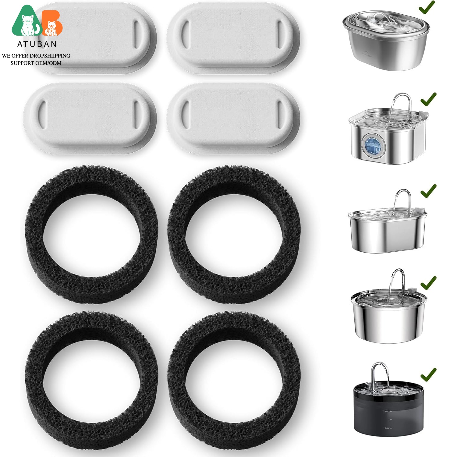 Cat Water Fountain Filter - Filtri per Fontanella d'Acqua per Gatti